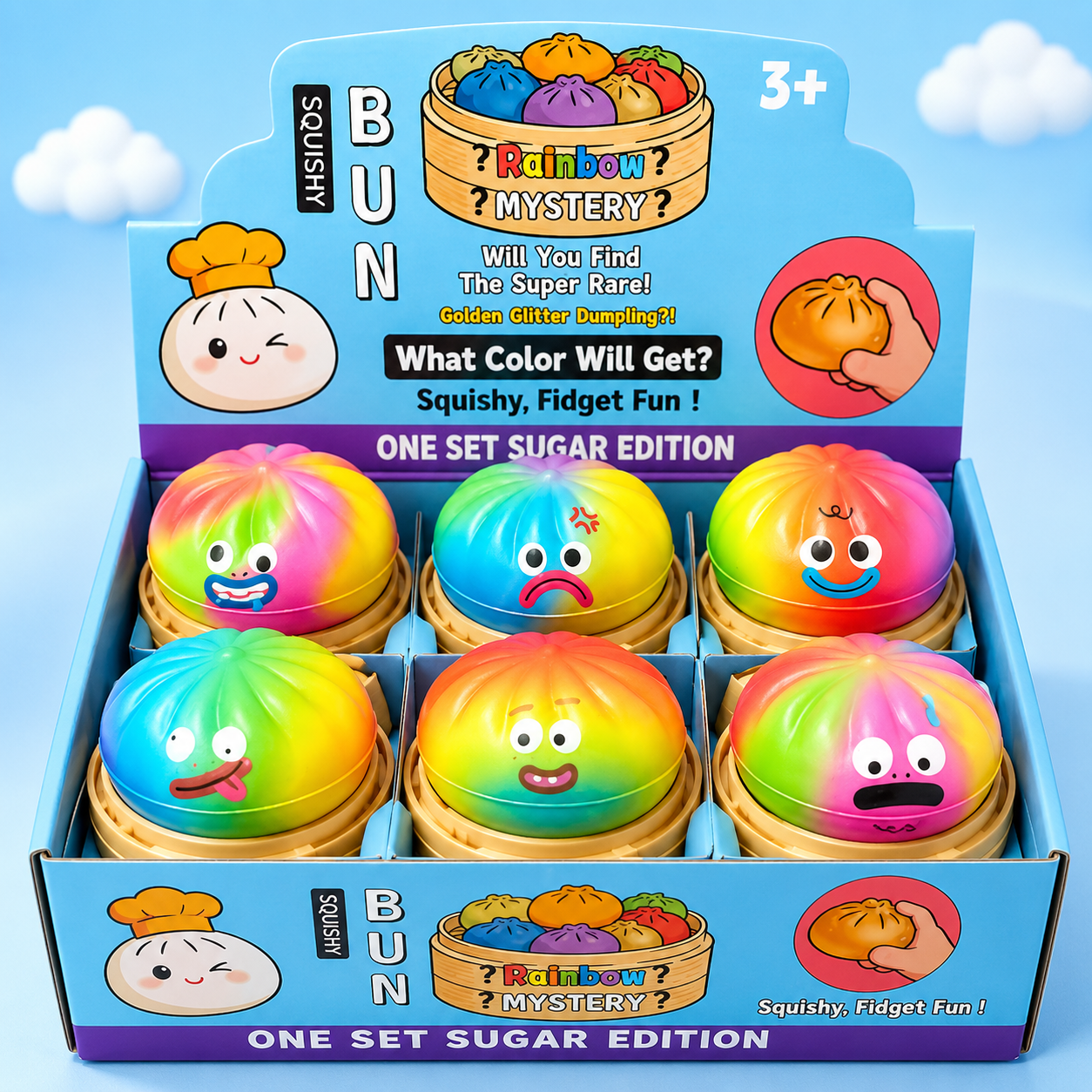 Balle anti-stress Rainbow Mood Dumpling — Boîte mystère surprise