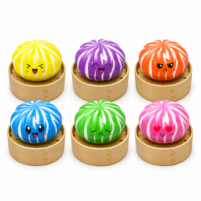 Dumpling Neon Rayures Squishy — Boîte Mystère Surprise