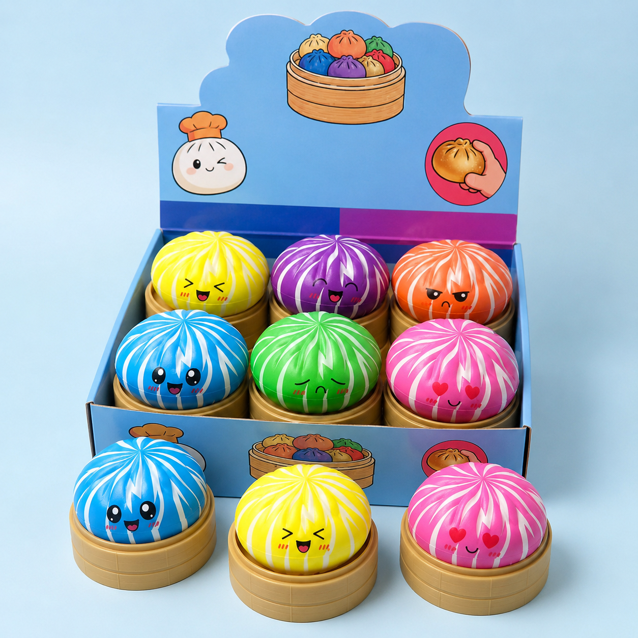 Dumpling Neon Rayures Squishy — Boîte Mystère Surprise